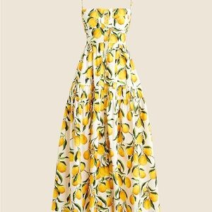 J. Crew Lemon-Print Maxi Dress - White & Yellow